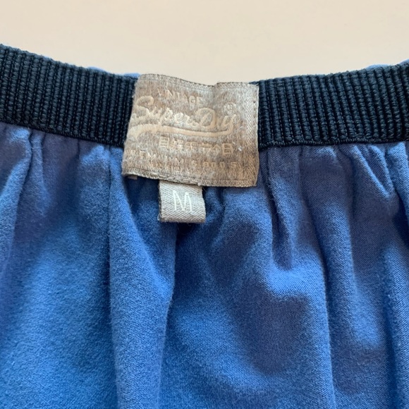 Super Dry Blue Cotton Elastic Waist Skirt - Picture 3 of 4